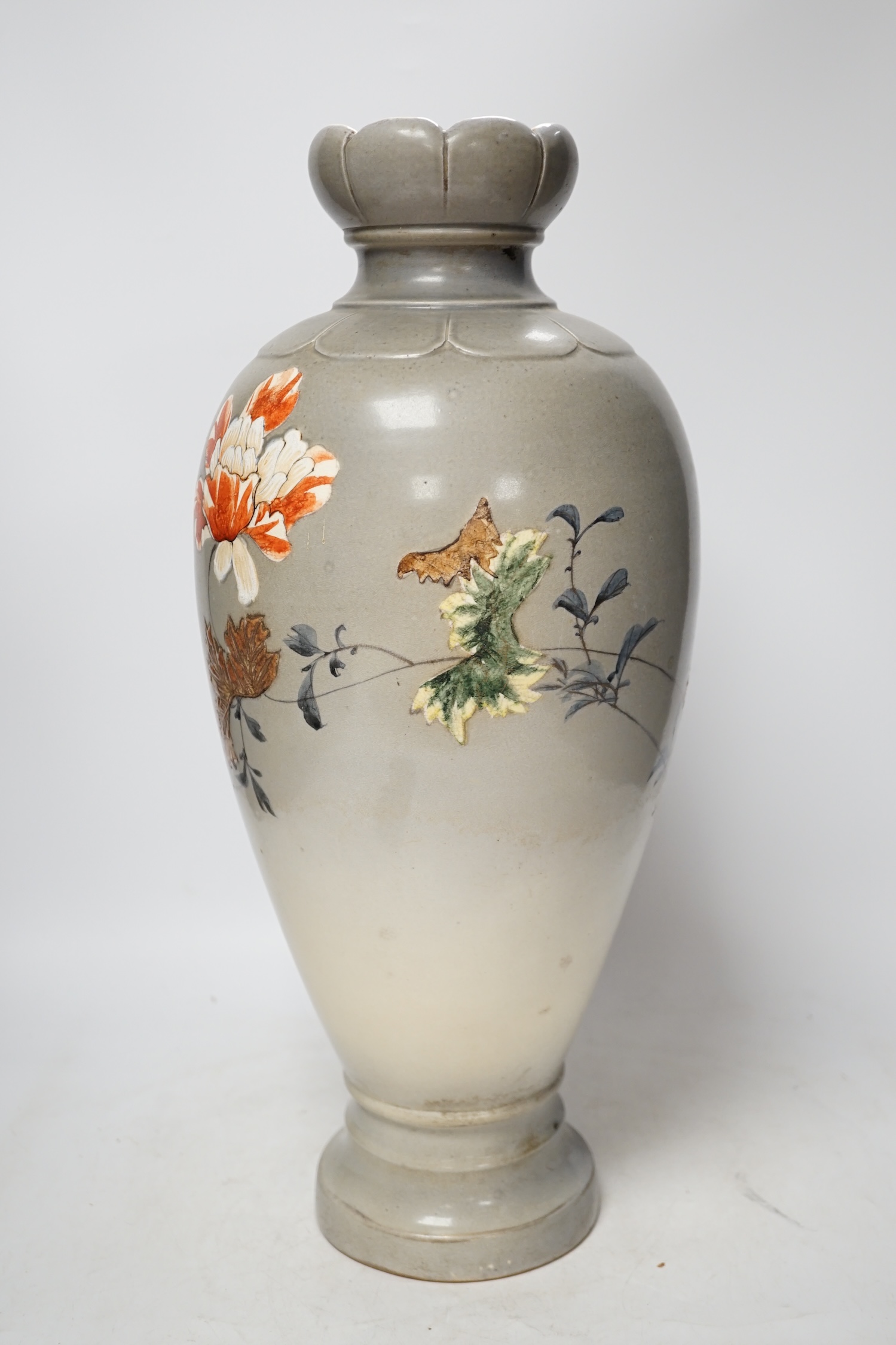 A large Japanese earthenware ovoid vase, 46cm. Condition - good